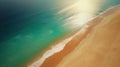Beautiful turquoise ocean and empty sand beach before the storm. Sunlight reflecting in deep water. Generative AI Royalty Free Stock Photo