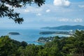 Beautiful turquoise ocean waves with boats Top views. Royalty Free Stock Photo