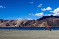 Beautiful turquoise Pangong lake with himalaya range