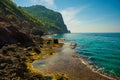 Beautiful turquoise sea and the rocks near the Cleopatra beach. Alanya, Antalya district, Turkey, Asia Royalty Free Stock Photo