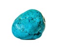 Beautiful turquoise semiprecious stone is on a white background isolated. Royalty Free Stock Photo
