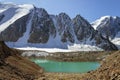 Beautiful turquoise waters of the lake with snow-covered peaks Royalty Free Stock Photo