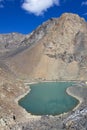 Beautiful turquoise waters of the lake with snow-covered peaks Royalty Free Stock Photo