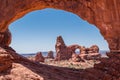 Beautiful Turret Arch seen from the south window in Arches National Park utah United States Royalty Free Stock Photo