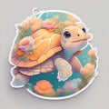 Beautiful turtle stiker , tshart print design