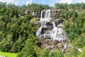 The beautiful Tvindefossen Waterfall, Voss, Norway