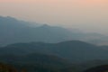 Beautiful twilight layers of silhouettes mountain in Chiang Mai , Thailand