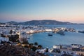 beautiful twilight over Mykonos town Mykonos island, Cyclades archipelago, Greece