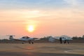 Beautiful Twilight Sunset Landscape with Aircraft at Airport