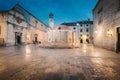 Historic town of Dubrovnik at twilight, Dalmatia, Croatia