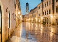 Historic town of Dubrovnik at twilight, Dalmatia, Croatia