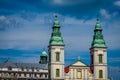 Beautiful twin church towers in Budapest Royalty Free Stock Photo