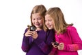 Beautiful twin girls text messaging