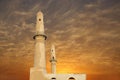 Beautiful twin minarets at sunset, khamis mosque