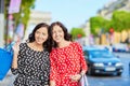 Beautiful twin sisters in Paris, France Royalty Free Stock Photo