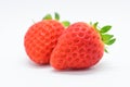 beautiful two fresh red strawberry isolated on white background Royalty Free Stock Photo