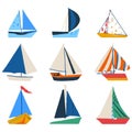 Beautiful Types Of Sailing Shpis Colorful Vector Icons Separated On White Background