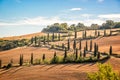 Beautiful typical landscape of Tuscany with rows of cypresses, La Foce, Tuscany Italy Royalty Free Stock Photo