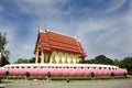 Beautiful ubosot or church of Wat Muang for people praying and v
