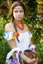 Beautiful ukrainian girl in traditional dress