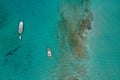 Ultra wide top down photo of luxury yacht in Libian sea Royalty Free Stock Photo