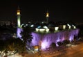 The beautiful Ulu Camii (Grand Mosque of Bursa) at nightime in Bursa in Turkey.