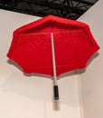 Beautiful umbrella in red. Made 100% of Lego Bricks. Royalty Free Stock Photo