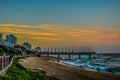 Umhlanga Promenade Pier a whalebone made pier in Kwazulu Natal Durban North South Africa during sunset