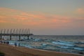 Beautiful Umhlanga Promenade Pier a whalebone made pier in Kwazulu Natal Durban North South Africa during sunset Royalty Free Stock Photo