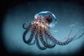 Beautiful underwater octopus in the sea with lovely dramatic lighting