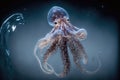 Beautiful underwater octopus in the sea with lovely dramatic lighting