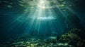 beautiful underwater photo scenery with sunlight and beams