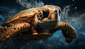 A beautiful underwater portrait of a swimming sea turtle generated by AI Royalty Free Stock Photo