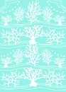 Beautiful seamless Living Coral Reef pattern Illustration, Tropical pattern with White Corals Turquoise Background