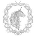 Beautiful unicorn for coloring book