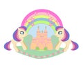Beautiful unicorn and fairy-tale princess castle frame Royalty Free Stock Photo