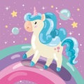 Beautiful unicorn Mythological animal Fantasy character Vector