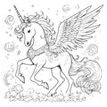 Beautiful Unicorn Pegasus Coloring Pages For Kids Royalty Free Stock Photo