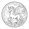 Beautiful Unicorn Pegasus Coloring Pages For Kids Royalty Free Stock Photo