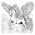 Beautiful Unicorn Pegasus Coloring Pages For Kids Royalty Free Stock Photo