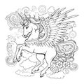 Beautiful Unicorn Pegasus Coloring Pages For Kids Royalty Free Stock Photo