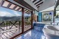 Beautiful unique bathroom connected to a balcony with a view interior design