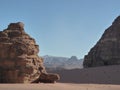 Beautiful unreal landscape of the Wadi RAM desert Jordan - beautiful mountains against the blue sky