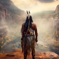 Beautiful unrecognizable native american indigenous chief around canyon. Royalty Free Stock Photo