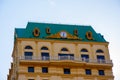 Beautiful and unusual clock on the roof of the building in the city of Batumi, Georgian 21 april 2018