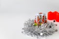 Beautiful unusual decorative candles on a white background, isolated. Christmas card, New Year decorations, balls Royalty Free Stock Photo