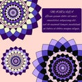 beautiful unusual pattern of purple and lilac, mandala, the layout with text