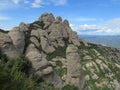 Beautiful unusual shaped mountain rock formations of Montserrat, Spain Royalty Free Stock Photo