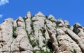 Beautiful unusual shaped mountain rock formations of Montserrat, Spain Royalty Free Stock Photo