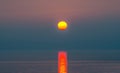 Beautiful unusual sunset over Lake Michigan Royalty Free Stock Photo